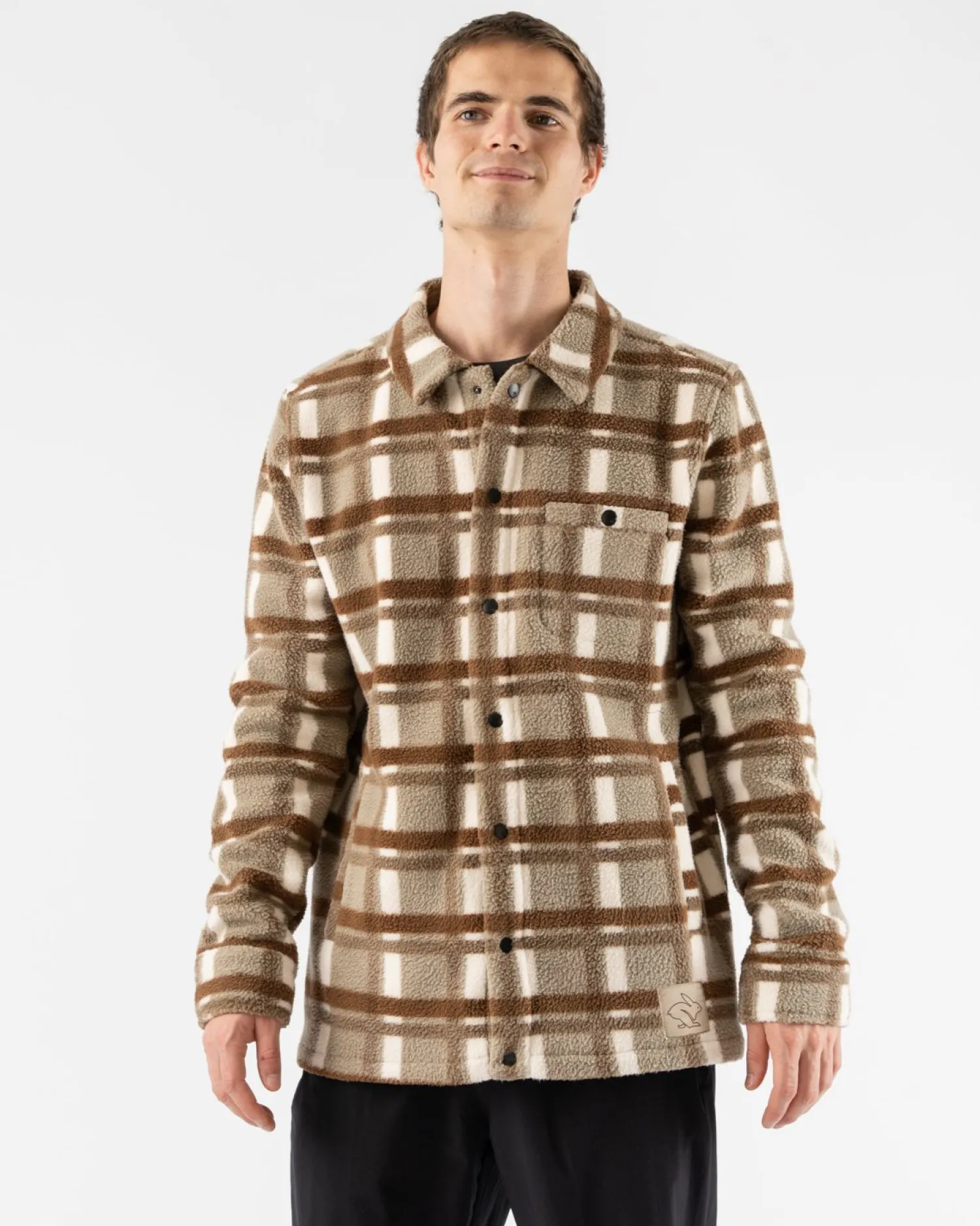 rabbit Sweatshirts & Jackets>Fleece Of Mind Plaza Taupe Plaid