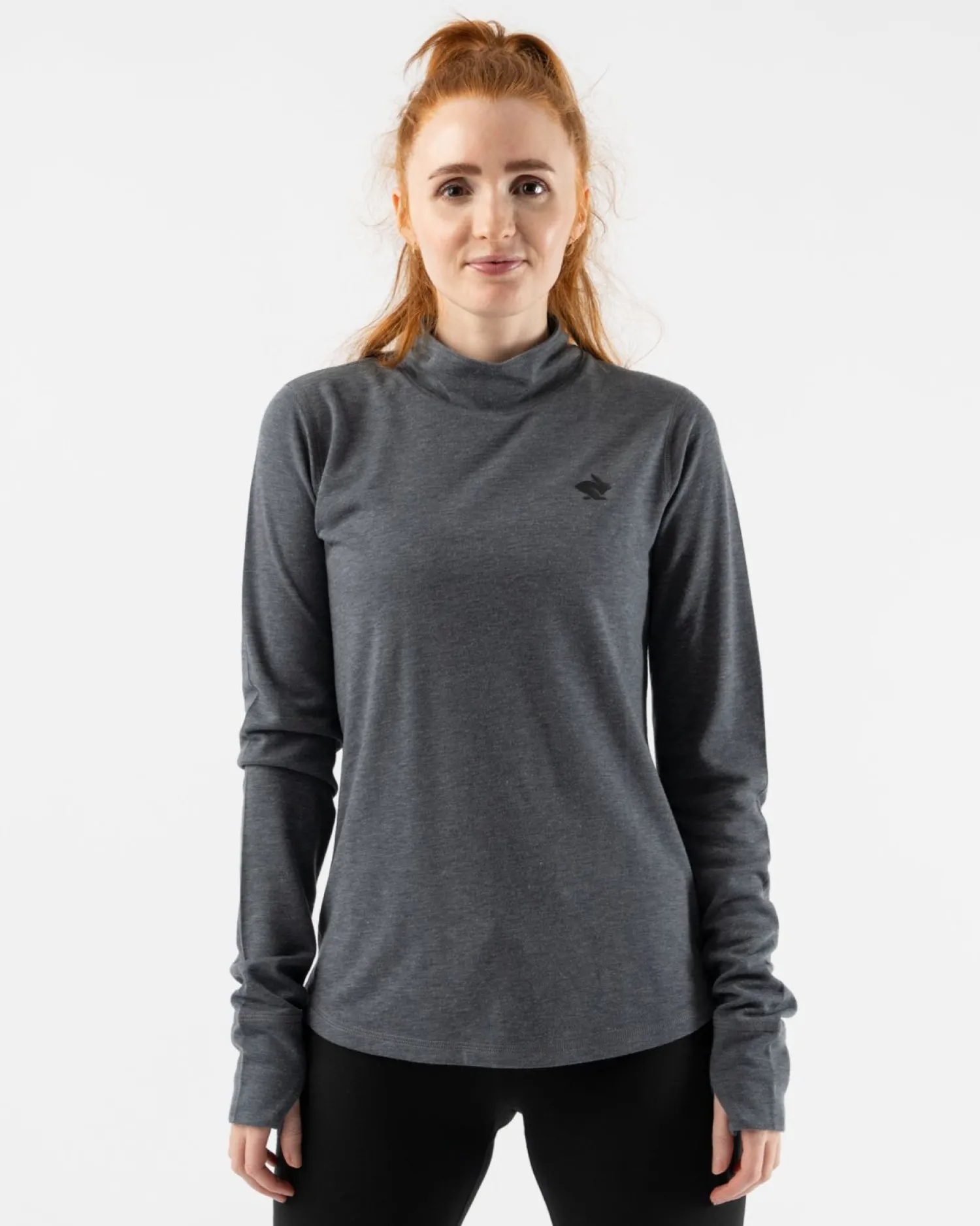 rabbit Long Sleeves>Outrun Mock Neck Charcoal